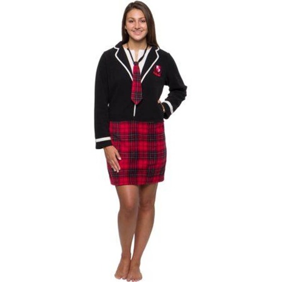Funziez! School Girl Costume Pajamas - Red & Black Medium - Picture 1 of 4